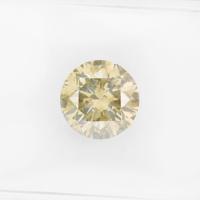 1 pcs Diamant  (Natur)  - 1.06 ct - Rund - I1 - International Gemological Institute (IGI) - fancy lys brunlig gul