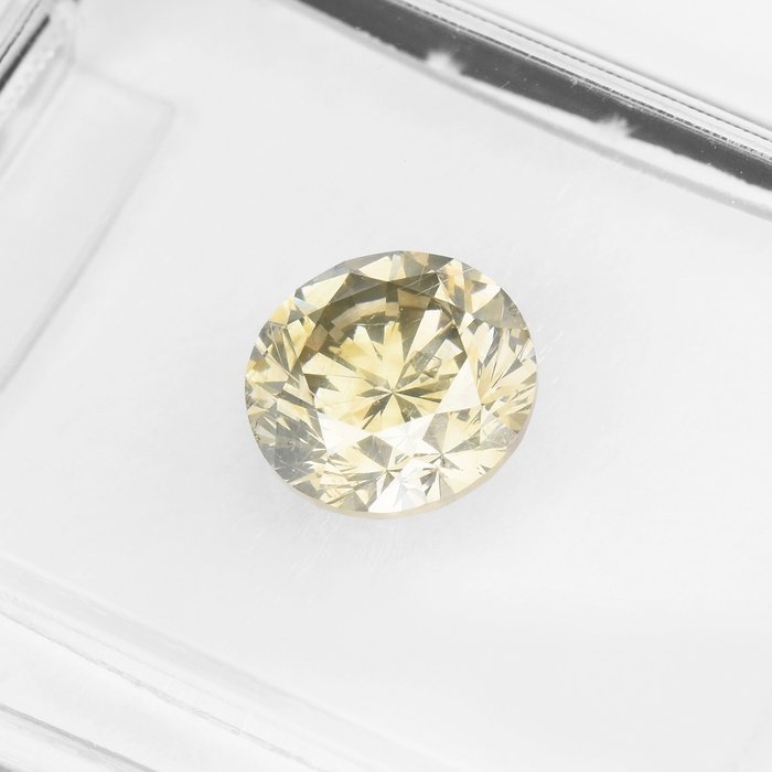 1 pcs Diamant  (Natur)  - 1.06 ct - Rund - I1 - International Gemological Institute (IGI) - fancy lys brunlig gul