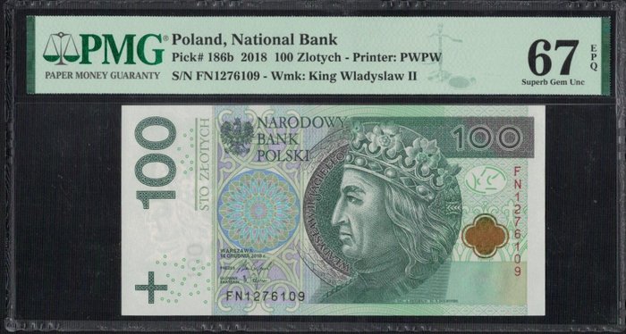 Polen. - 100 Zlotych 2018 - Pick 186b  (Ingen mindstepris)