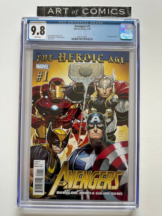 The Avengers #1 - Kang Appearance - Very Rare Heroic Age Romita Jr Cover Variant - CGC Graded 98 - Extremely High Grade!! - White Pages! - 1 Graded comic - Første udgave - 2010