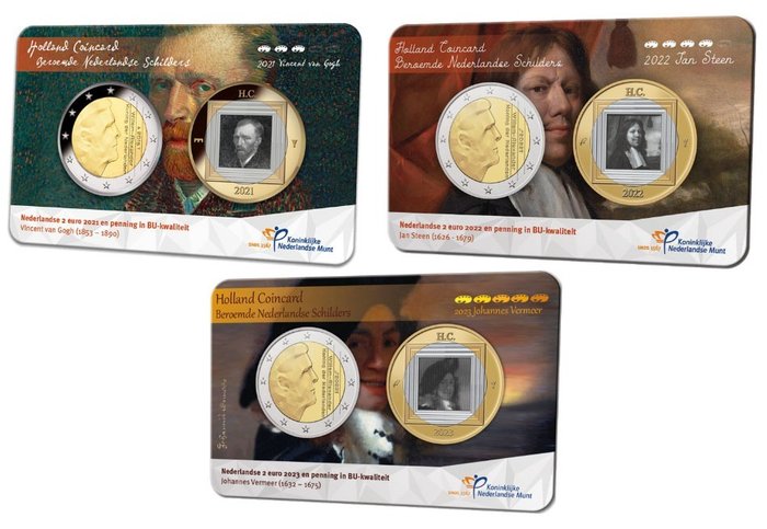 Holland 2 Euro 2021/2023 "Holland Coincard" (3 stuks)  (Ingen mindstepris)