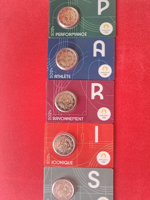 Frankrig. 2 Euro 2024 "Jeux Olympiques de Paris 2024" (5 coincards)  (Ingen mindstepris)