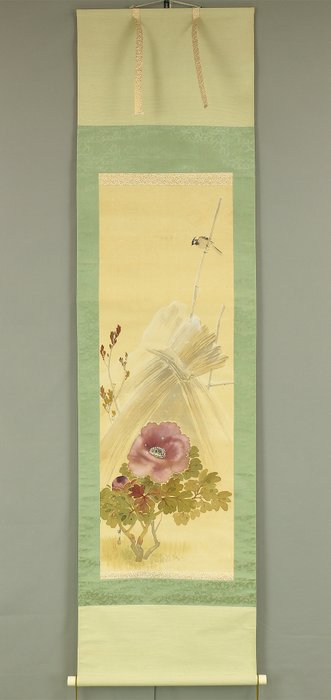 Winter Cold Peonies and Sparrow with Box - with signature and seal 'Shugi' 秀羲 - Japan  (Ingen mindstepris)