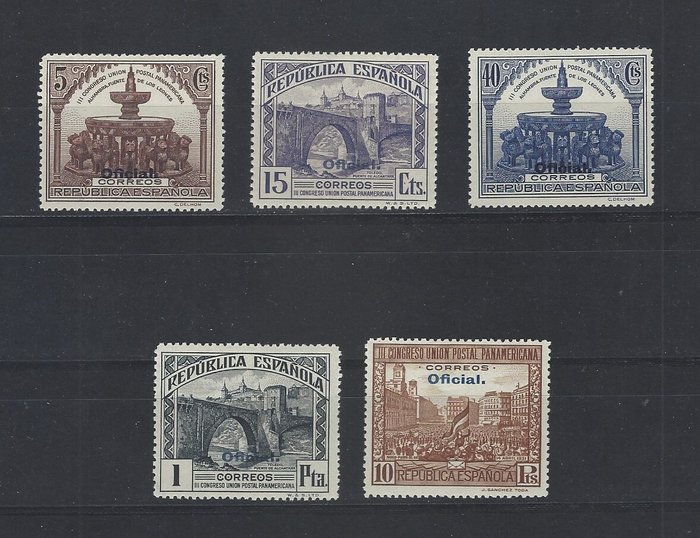 Spanien 1931 - Panamericana-farve fejl-komplet serie - Edifil Esp. nº 620hcc/29hcc