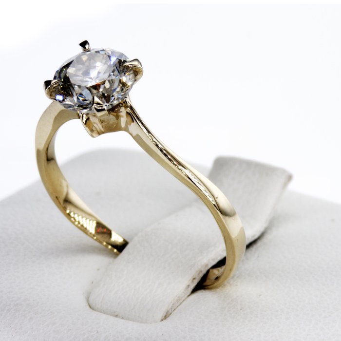 Ingen mindstepris - Forlovelsesring - 14 karat Gulguld -  1.02ct. tw. Diamant (Naturfarvet)