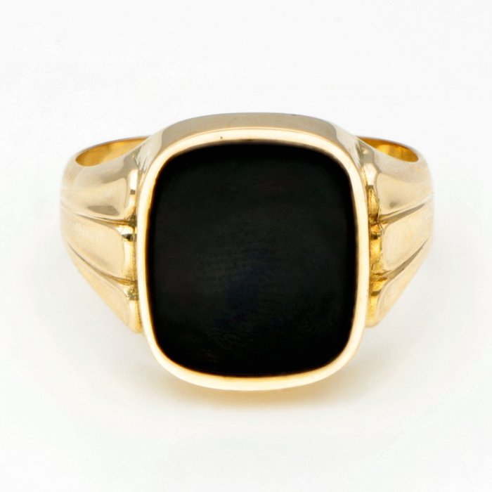 Ring - 14 karat Gulguld - Onyx