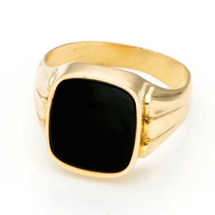 Ring - 14 karat Gulguld - Onyx