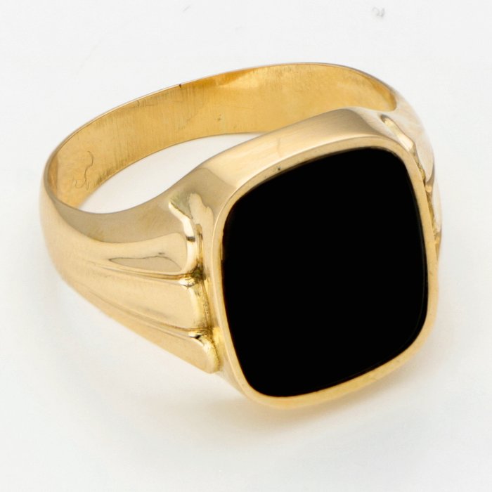 Ring - 14 karat Gulguld - Onyx