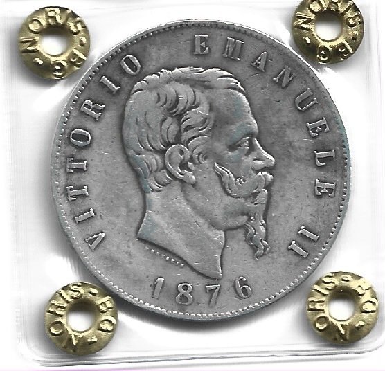 Italien, Kongeriget Italien. Vittorio Emanuele II di Savoia (1861-1878). 5 Lire 1876 - Roma  (Ingen mindstepris)