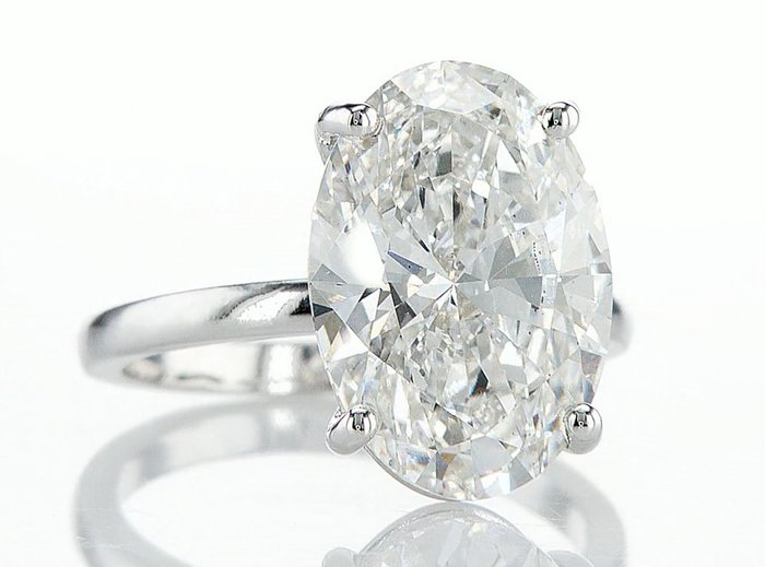 Ring - 14 karat Hvidguld -  651ct tw Diamant (Laboratoriedyrket) - F VS2 651CT!!!