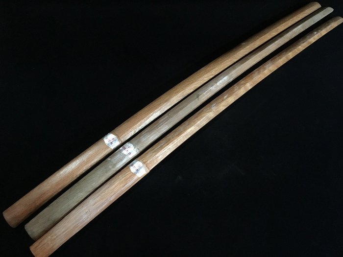 Katana - Træ, Sæt med 3 / japansk vintage træsværd 木刀 BOKUTO KATANA - Japan  (Ingen mindstepris)