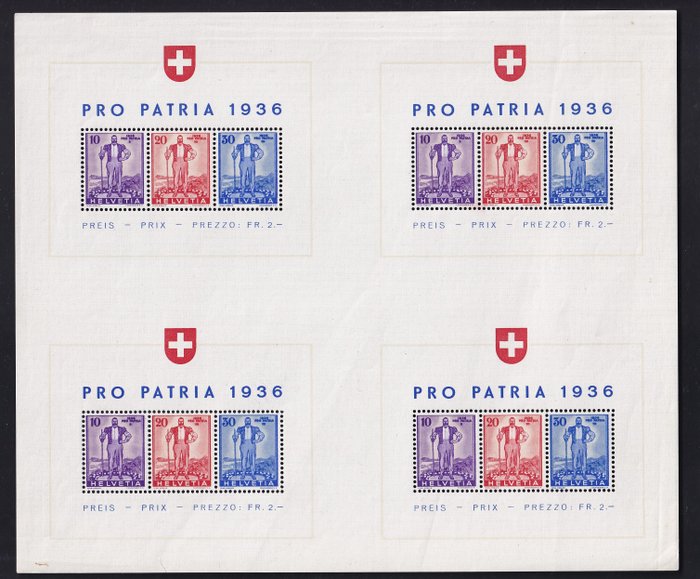 Schweiz 1936 - Pro Patria Block - SBK W8a