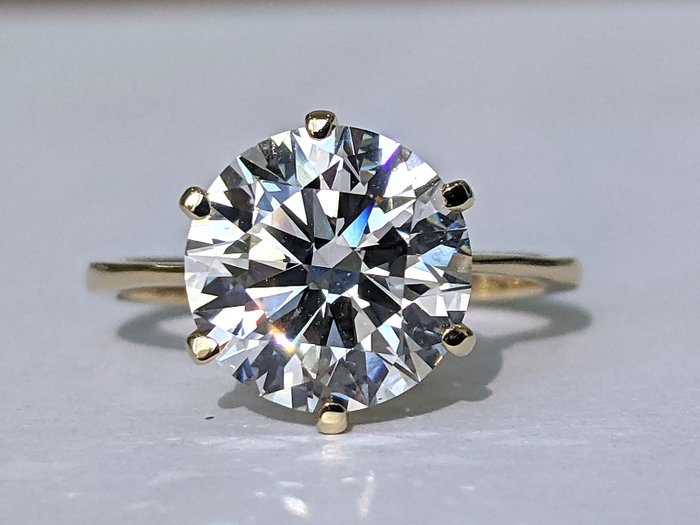 Ingen mindstepris - Ring - 14 karat Gulguld -  3.32ct. tw. Diamant (Laboratoriedyrket) - F VS1 IGI Certificeret