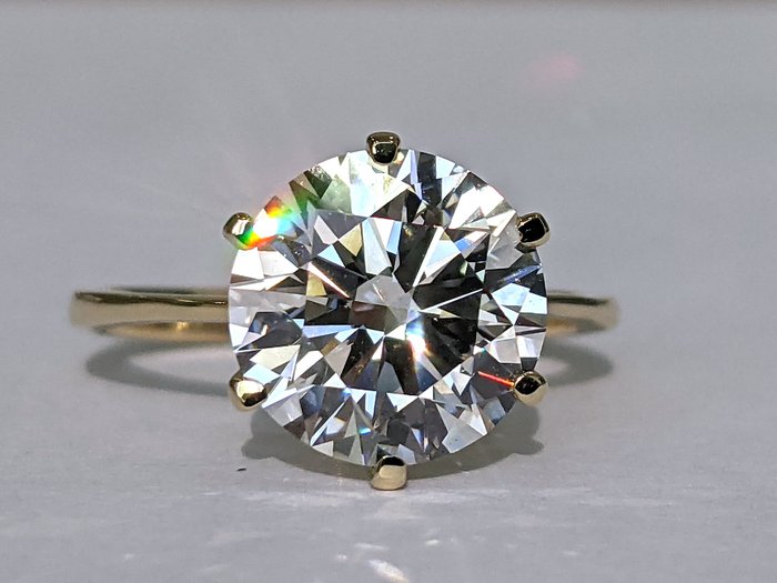 Ingen mindstepris - Ring - 14 karat Gulguld -  3.32ct. tw. Diamant (Laboratoriedyrket) - F VS1 IGI Certificeret