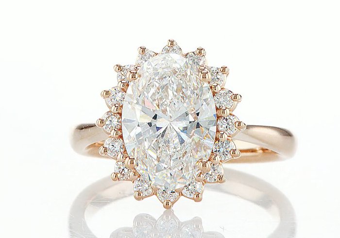 Ring - 14 karat Rosaguld -  344ct tw Diamant (Laboratoriedyrket) - E VS1 344 tw