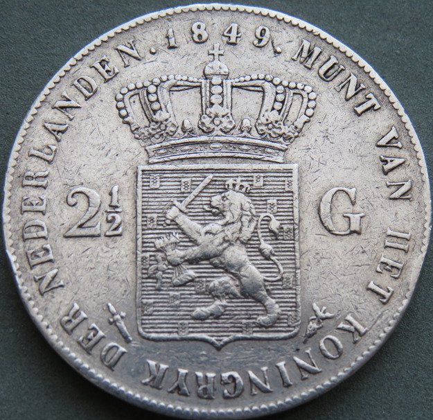 Holland. Willem II. 2 1/2 Gulden 1849  (Ingen mindstepris)