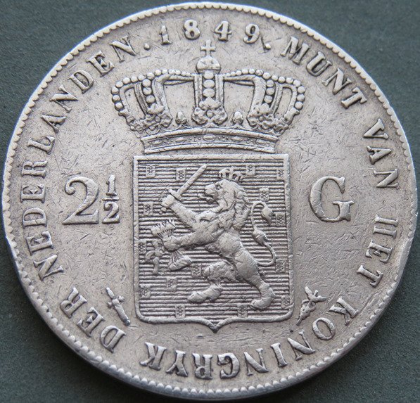 Holland. Willem II. 2 1/2 Gulden 1849  (Ingen mindstepris)