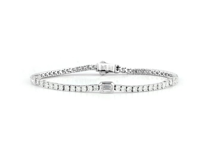 Armbånd - 14 karat Hvidguld -  4.57ct. tw. Diamant (Laboratoriedyrket) - Diamant