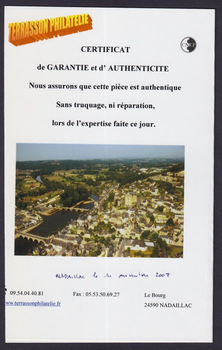 Frankrig 1882 - Skattemærke nr. 22 ny* signeret Kalve - Yvert