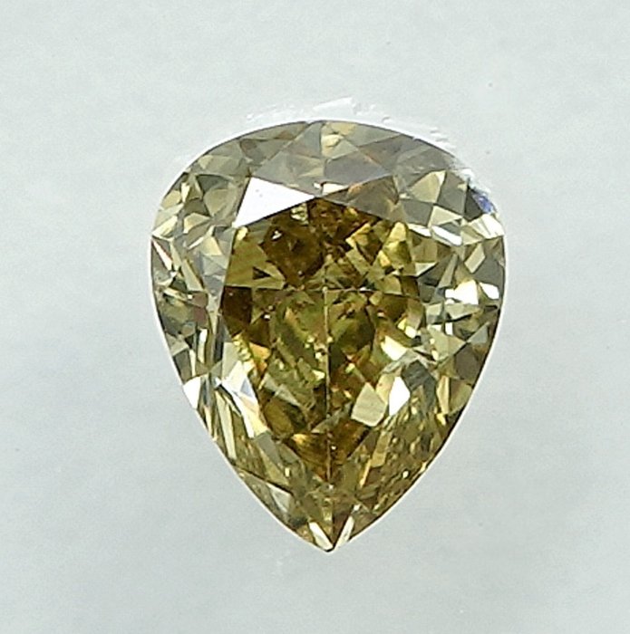 1 pcs Diamant  (Naturfarvet)  - 034 ct - Pære - Fancy Brunlig Gul - SI2 - International Gemological Institute (IGI)