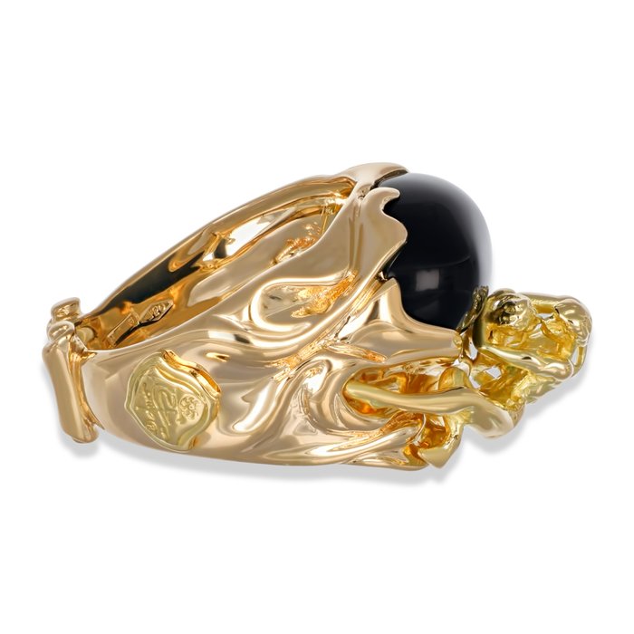 Ring - 18 kraat Gulguld -  6.00ct. tw. Onyx