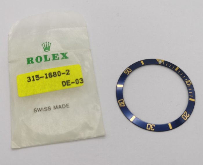 Rolex - 315-1680-2 de03 original blu bezel for submariner date 18kt yellow gold 1680 new