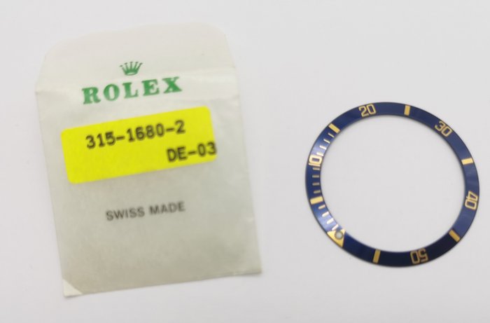 Rolex - 315-1680-2 de03 original blu bezel for submariner date 18kt yellow gold 1680 new