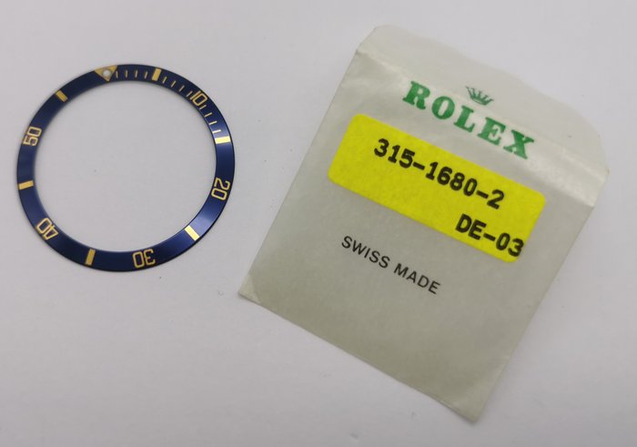 Rolex - 315-1680-2 de03 original blu bezel for submariner date 18kt yellow gold 1680 new