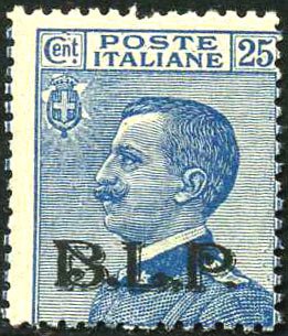 Italien 1922 - BLP 25 c lyseblå med type II litografisk overtryk Signeret Diena - Sassone N 8