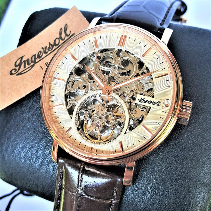 Ingersoll - Automatic - Skeleton - Special Open Heart - Champagne Dial - Gold - Ingen mindstepris - Mænd - Ny