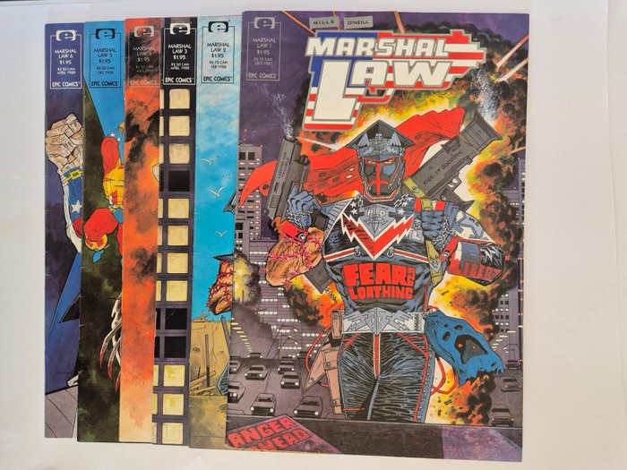 Marshal Law #1-6 - All signed by Pat Mills and Kevin O'Neill - Complete series - 9 Signed comic - Første udgave - 1987/1992