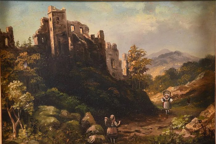 Carl Morgenstern (1811-1893) - Ruins in a Landscape with Figures - NO RESERVE