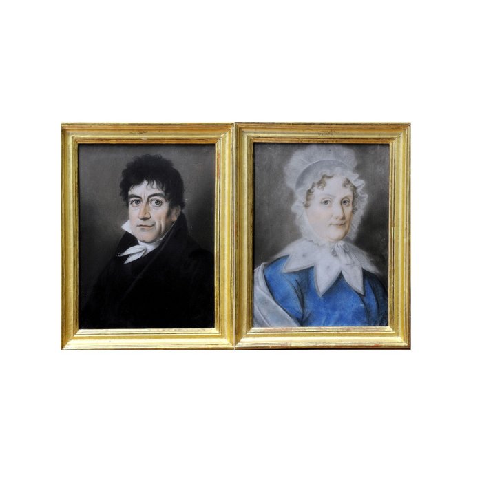 English school (XVIII) - Pair of portraits