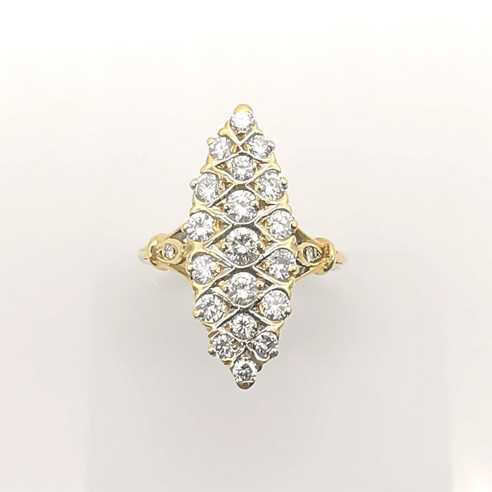 Ring - 18 kraat Gulguld -  1.48ct. tw. Diamant (Natur)