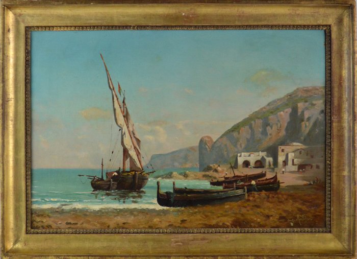 École Française (XIX) - Vue du port de Capri