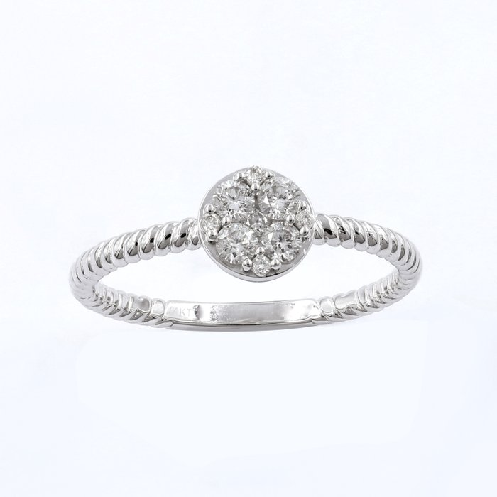 Ring - 14 karat Hvidguld -  0.24ct. tw. Diamant (Natur)