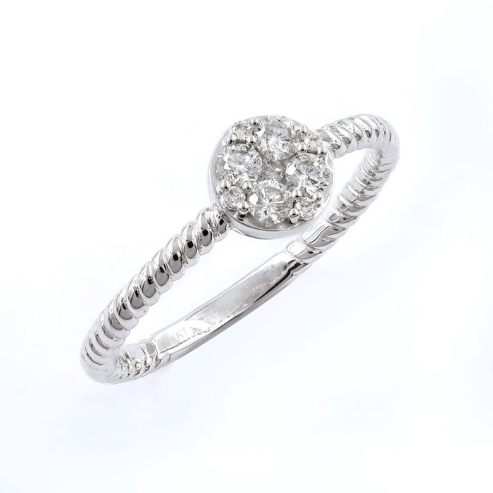 Ring - 14 karat Hvidguld -  0.24ct. tw. Diamant (Natur)