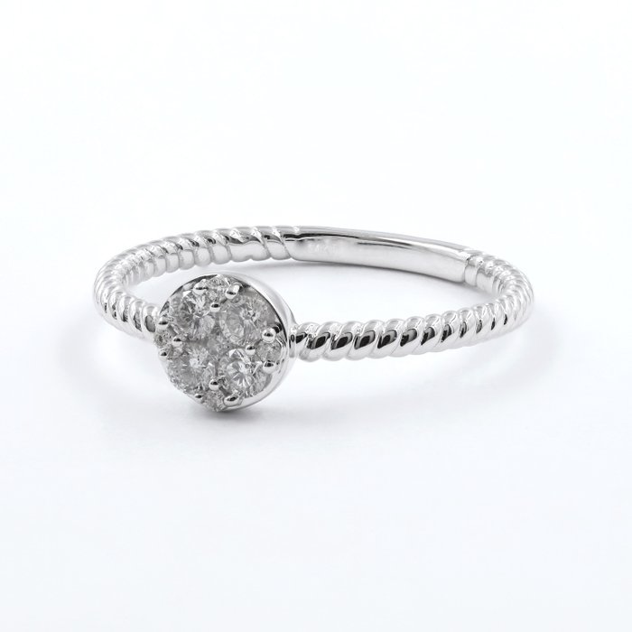 Ring - 14 karat Hvidguld -  0.24ct. tw. Diamant (Natur)