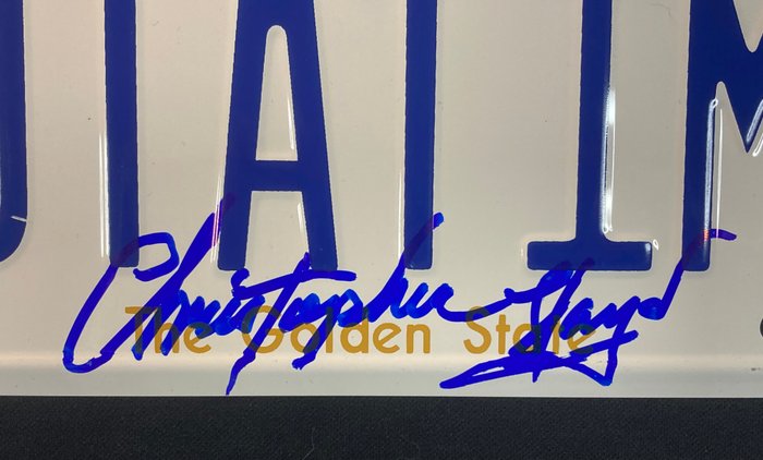 Tilbage til fremtiden - Christopher Lloyd / Claudia Wells / Bob Gale "Back to the Future" License Plate (AutographCOA)