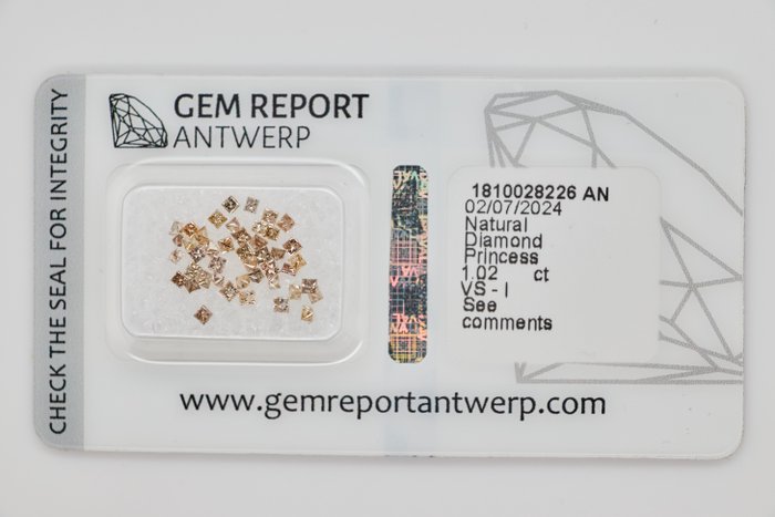 Ingen mindstepris - 44 pcs Diamant  (Naturfarvet)  - 102 ct Blandet brun - I3 VS1 - Gem Report Antwerp (GRA)