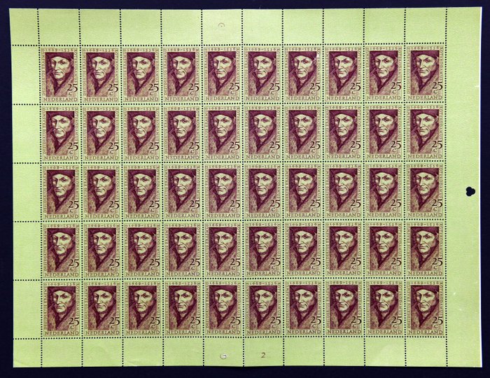 Holland 1964/1972 - Syv enkeltnumre i hele ark - NVPH 835, 908, 930, 931, 938, 964 en 1009