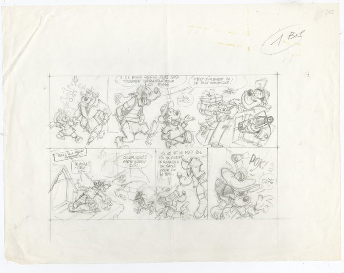 Marin, Claude - 1 original skitse - Le Journal de Mickey - Demi Planche 1 Bis