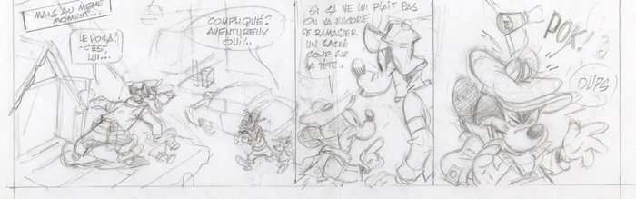 Marin, Claude - 1 original skitse - Le Journal de Mickey - Demi Planche 1 Bis