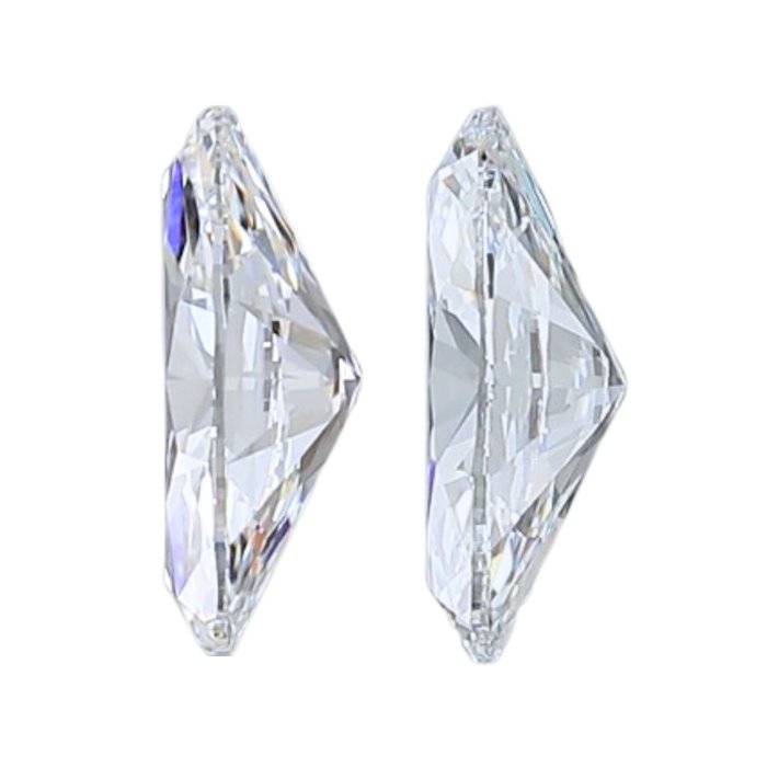 2 pcs Diamant  (Natur)  - 1.00 ct - Marquise - D (farveløs), E - VVS2 - Gemological Institute of America (GIA)