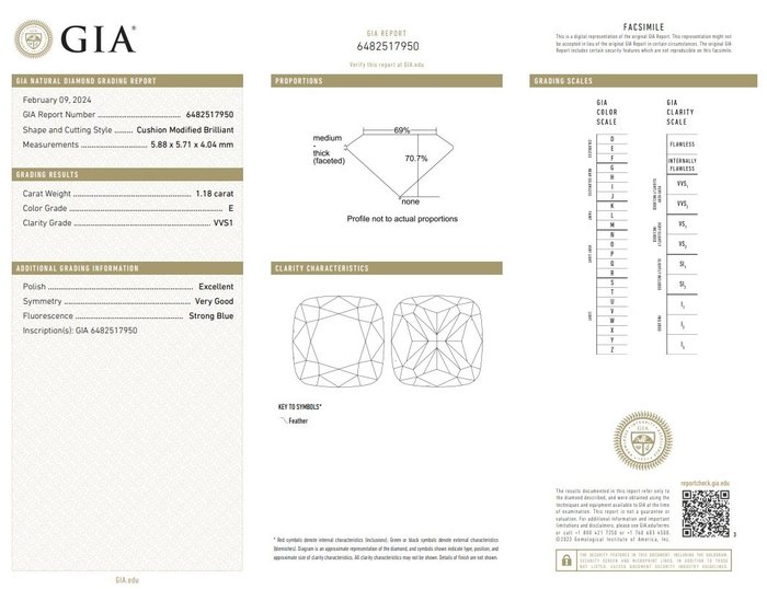 1 pcs Diamant  (Natur)  - 118 ct - Pude - E - VVS1 - Gemological Institute of America (GIA)