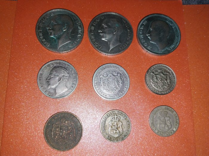 Bulgarien. Ferdinand I of Bulgaria (Prince: 1887-1908, Tsar: 1908-1918). A Lot of 9x Old Bulgarian Coins, including Silver 1881-1937  (Ingen mindstepris)