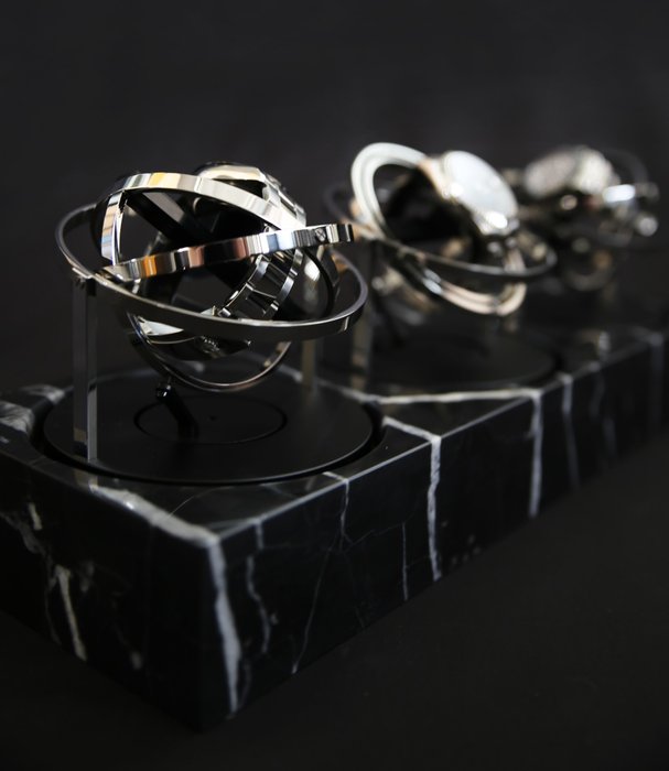 The Voyager III - Limited Edition xxx/287 - Silver Rings/Black Marble - Tourbillon/Gyro/Orbit Watch