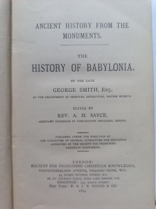 George Smith/Archibald Henry Sayce - The History Of Babylonia - 1884