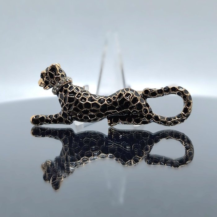 Ingen mindstepris - Broche 18k rullet guld. - Leopard.