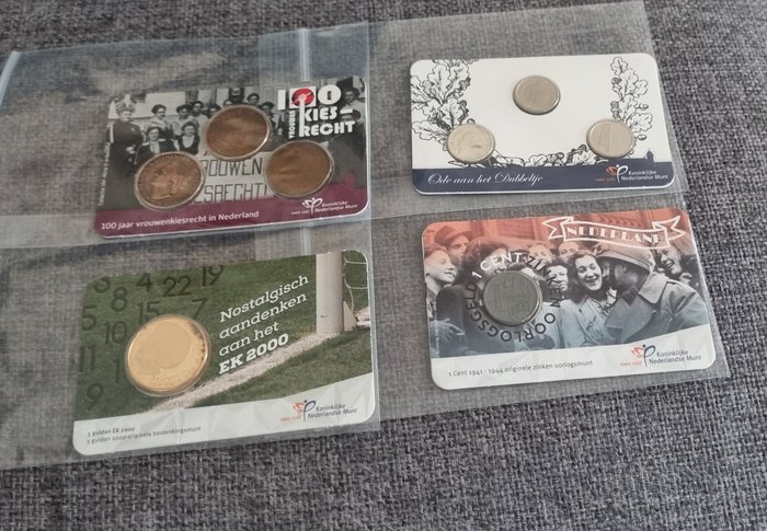 Holland. Lot van 4 coin cards  (Ingen mindstepris)